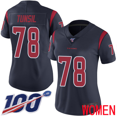 Houston Texans Limited Navy Blue Women Laremy Tunsil Jersey NFL Football 78 100th Season Rush Vapor Untouchable